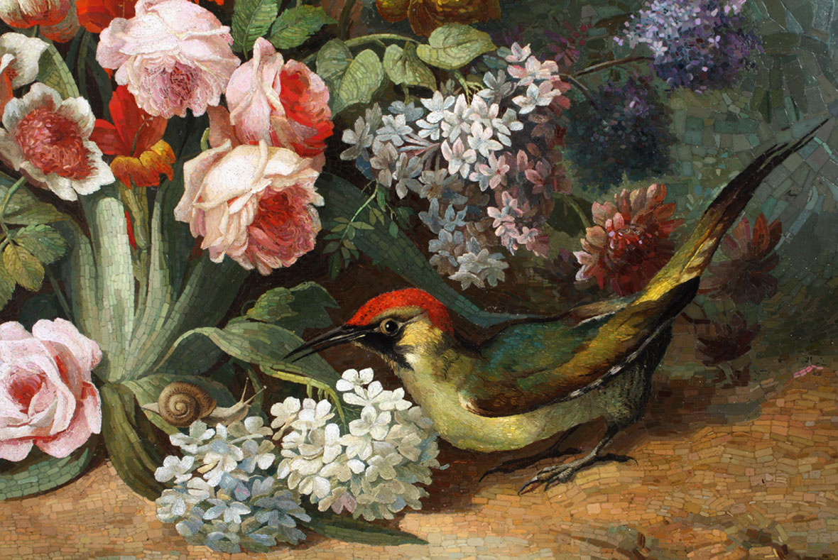 Flowers with Cardinal Woodpecker Panel